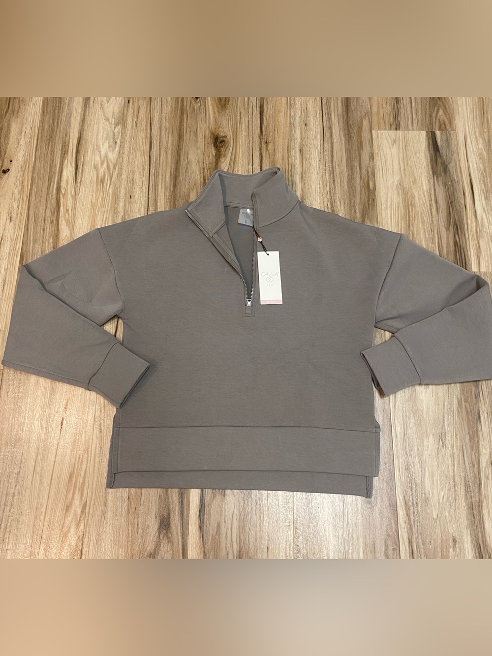 CALIA NWT GOLF SOFT SCUBA 1/4
ZIP SWEATSHIRT PULLOVER TAN MOCHA WOMENS SZ SMALL - Picture 1 of 10